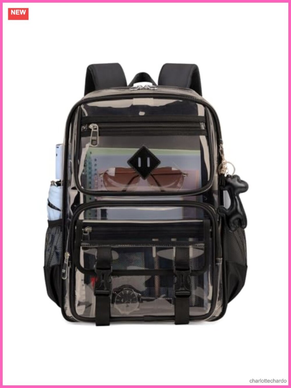 Clear PVC Backpack for School Stadium Events Heavy Duty Transparent See Through